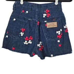 Vintage 70s Lady Wrangler XS Cut Off Floral Embroidered Jean Shorts Mini Western